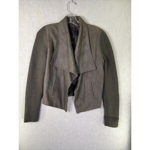 Joie Jevon Shawl Leather Jacket Womens XS Mixed Media Smokey‎ Brown/Gray